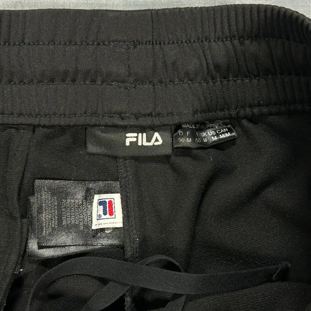 Vintage Fila Black Fleece Track Pants Mens Medium Basketball Warm Up Y2K
